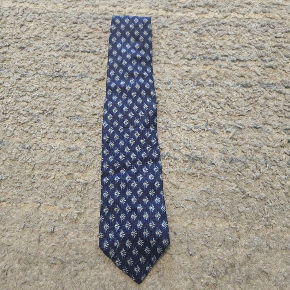 Ermenegildo Zegna Mens Silk Tie Blue Floral Print Made In Italy